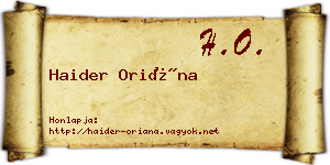 Haider Oriána névjegykártya